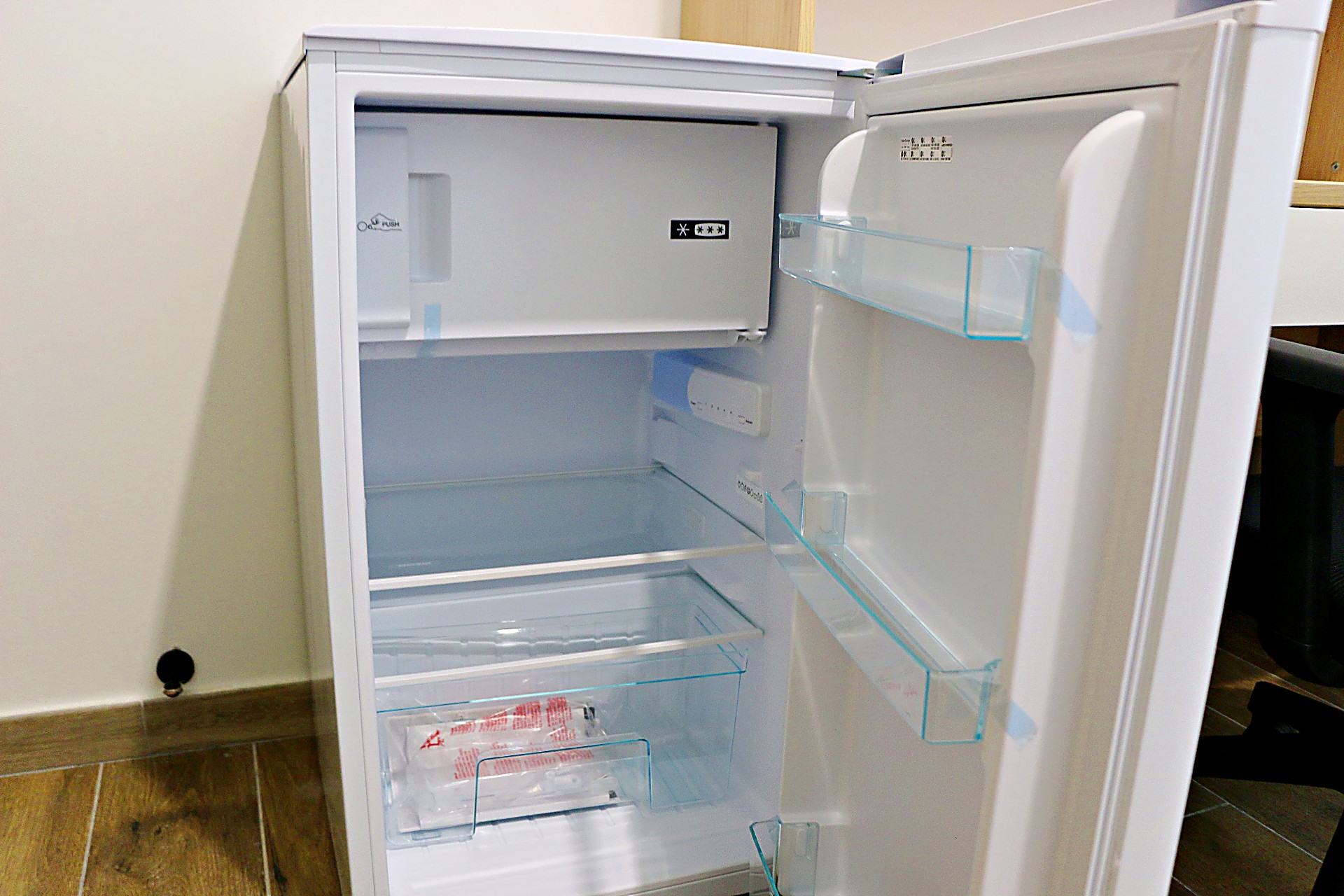 Mini-fridge inside a double room