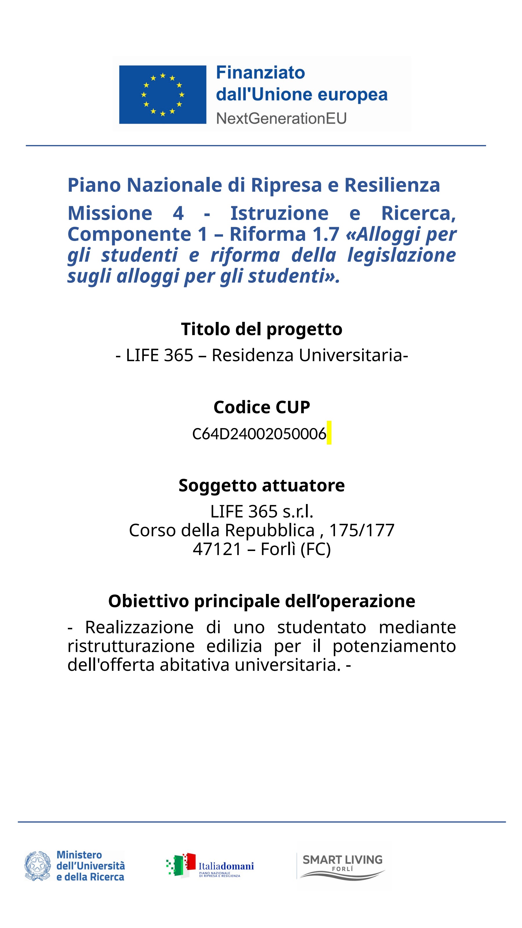 Poster ufficiale del progetto PNRR / MUR