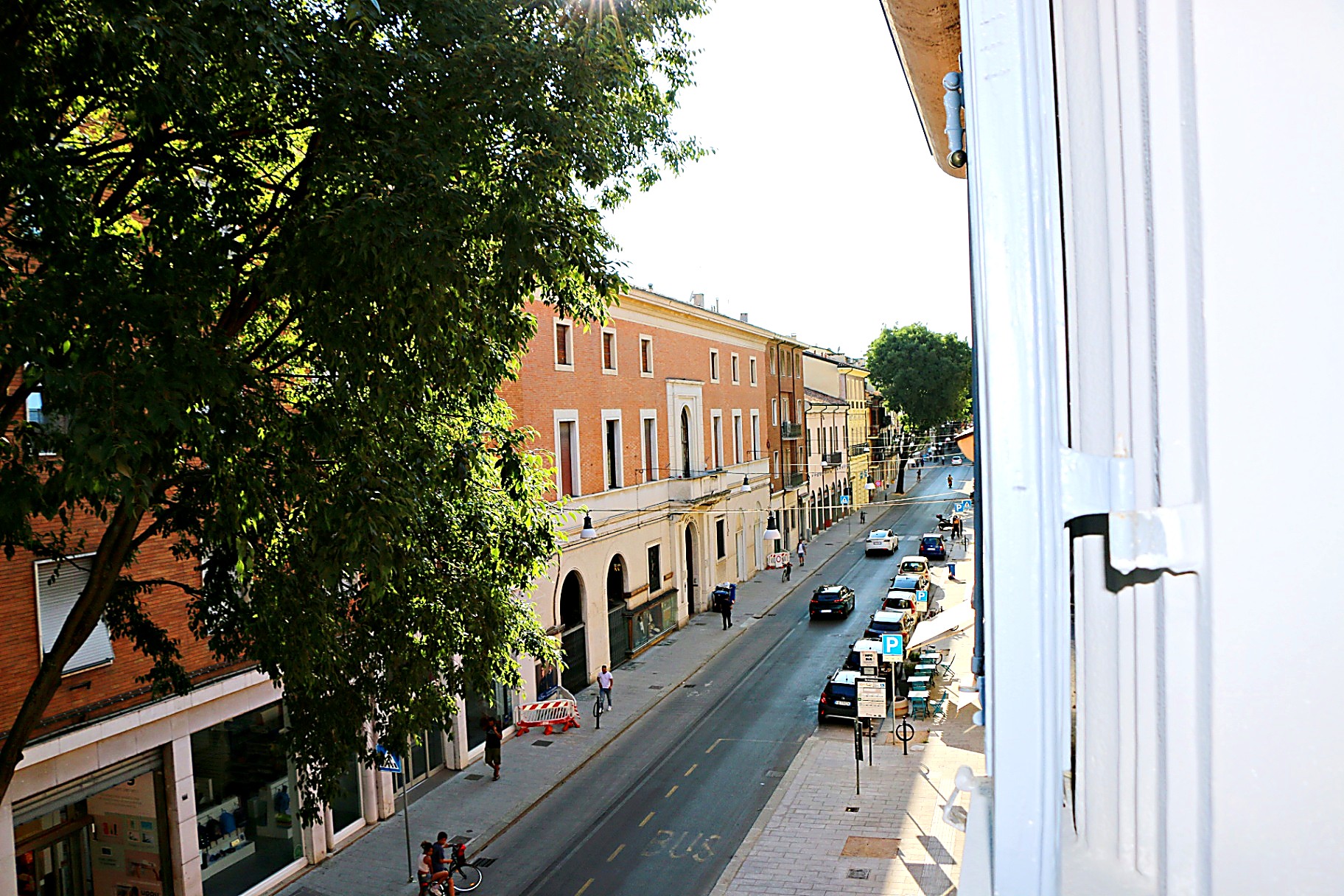 View from a single-room window onto the street
