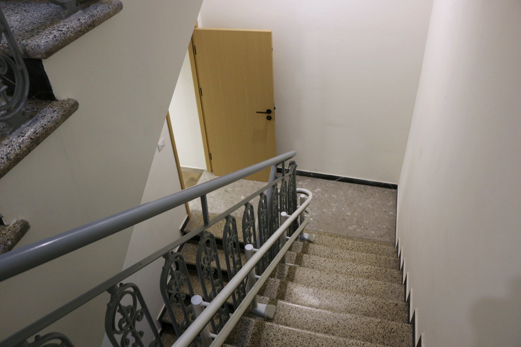 Interior staircase with skylight